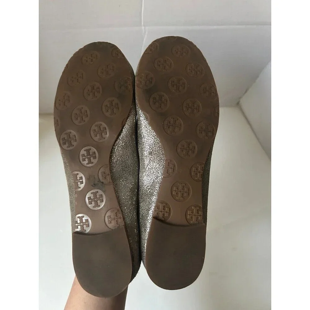 Tory Burch REVA Women’s Ballerina Ballet Flat Metallic Silver 8M